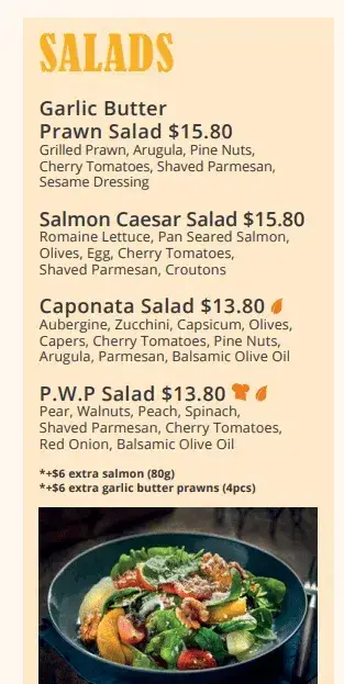 Ambush Salads Menu prices