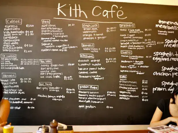 Kith Cafe Menu