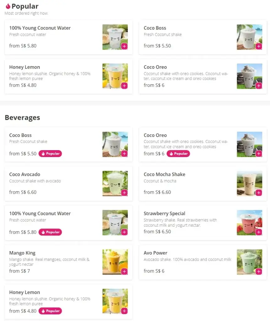 Otai Cocomelon Beverages Menu