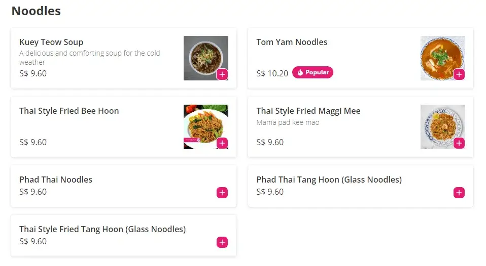 Nagara Thai Noodles Menu Prices