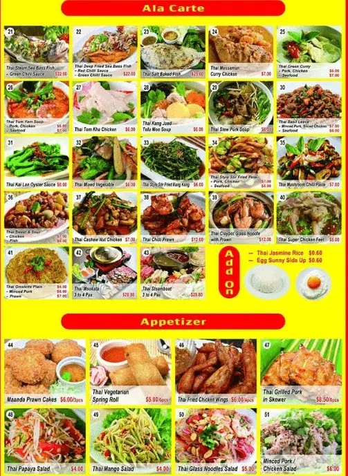 Maanda Thai Cuisine Menu