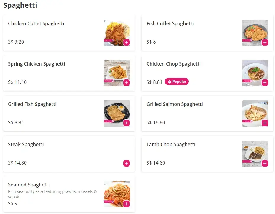 Eday Western Menu – Spaghetti prices