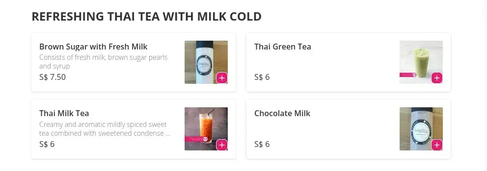 ABC Food Court Menu Singapore REFRESHING THAI TEA WITH MILK COLD price