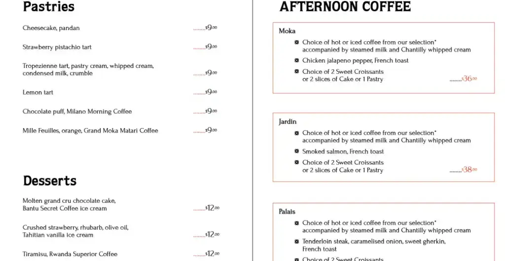 Bacha Coffee Menu The Vegetable prices