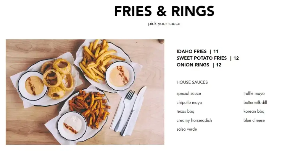 Black Tap Fries And Rings Menu prices