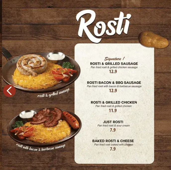 Buddy Hoagies Rosti Menu prices