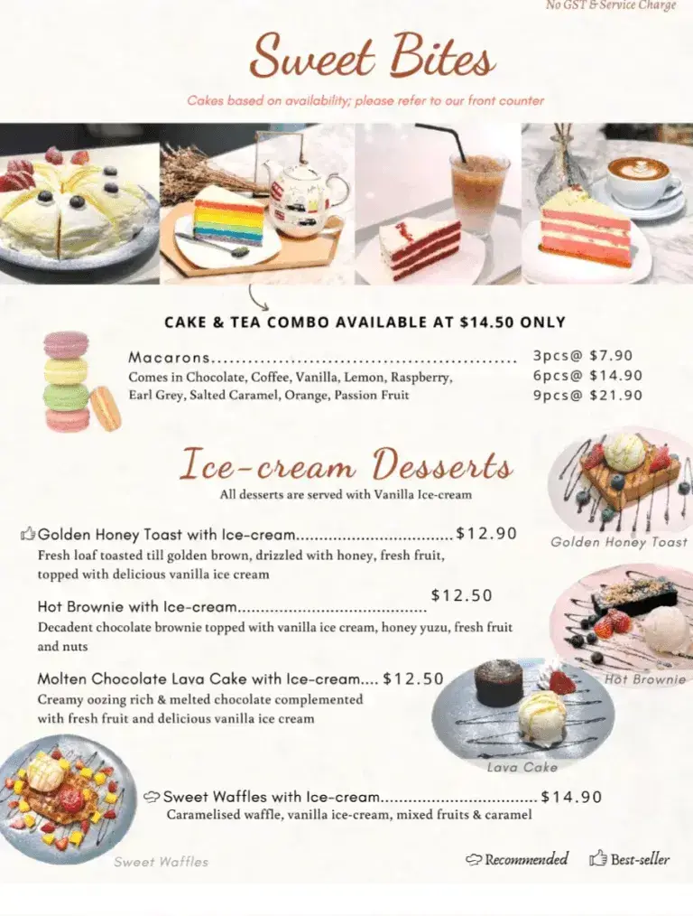 Cafe de Paris Menu