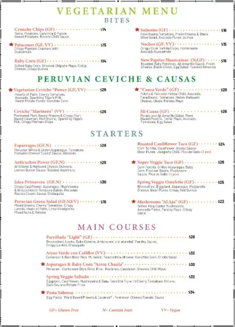 Canchita Peruvian Menu