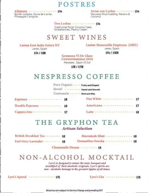 Canchita Peruvian Wine Menu prices