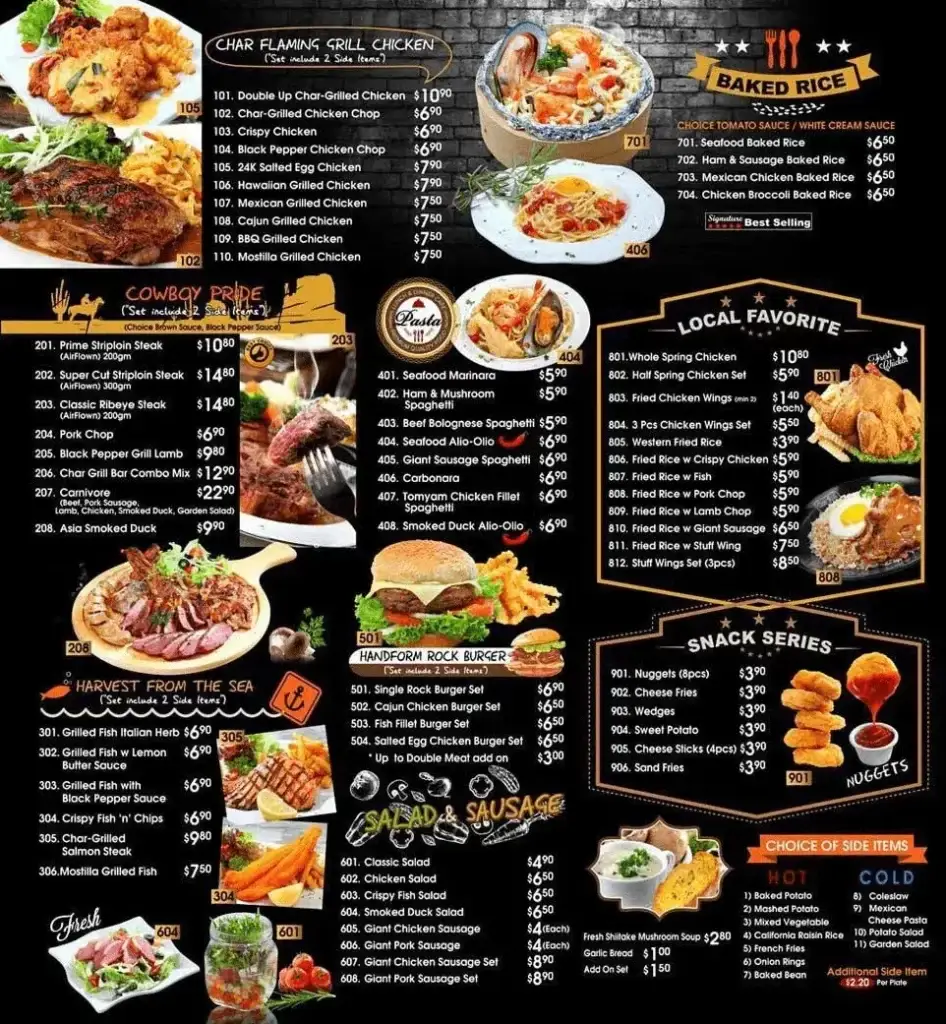 Char Grill Bar Menu