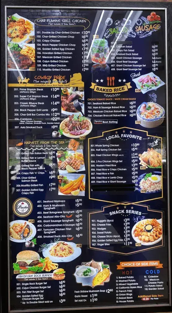 Char Grill Bar Singapore Menu – Pasta prices