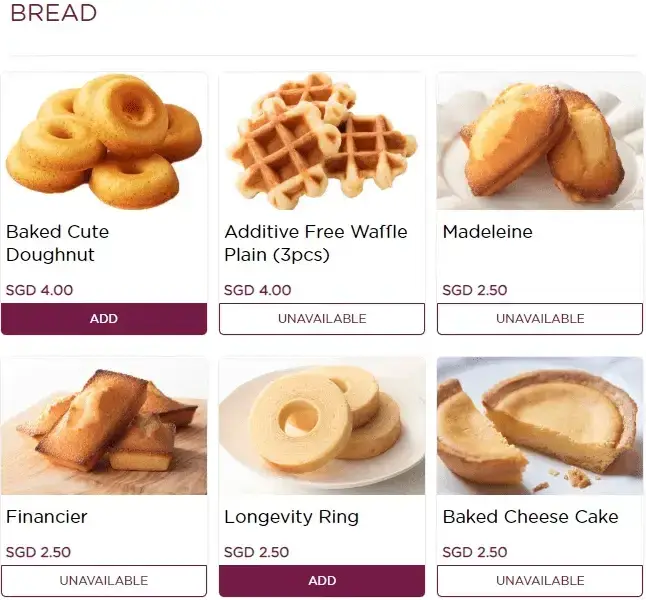 Chateraise Singapore Bread Menu 