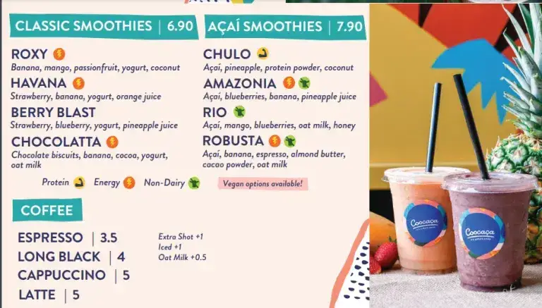 Coocaca Menu Classic Smoothies