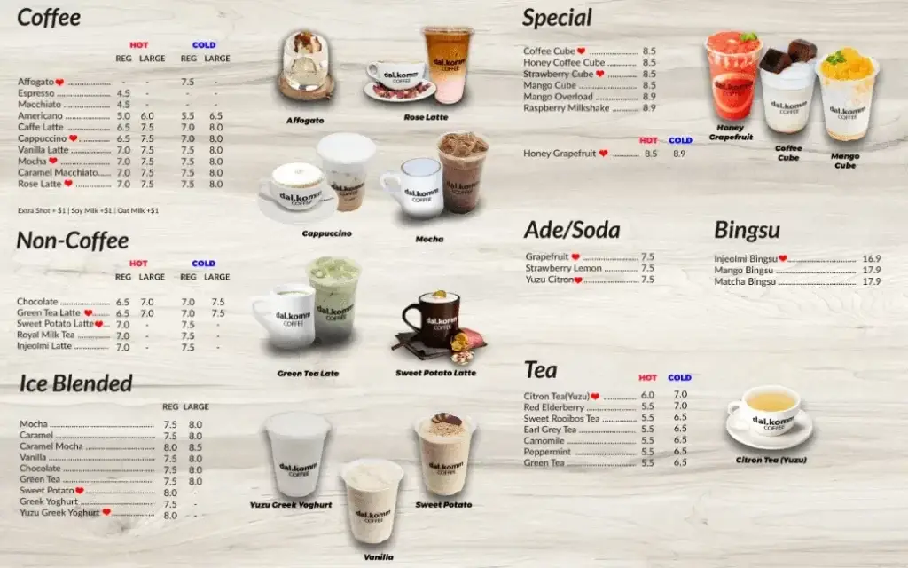 Dal.komm Coffee Singapore Savory Treats Menu prices