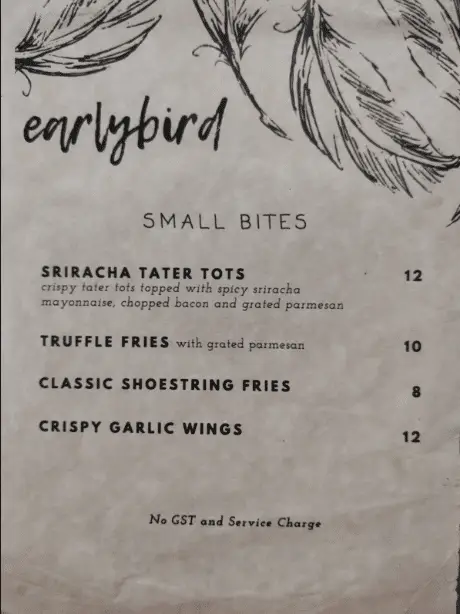 Earlybird Coffee Menu Prices