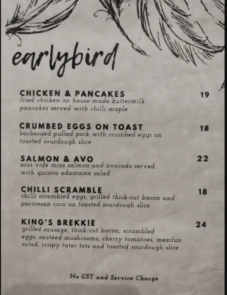 Earlybird Menu