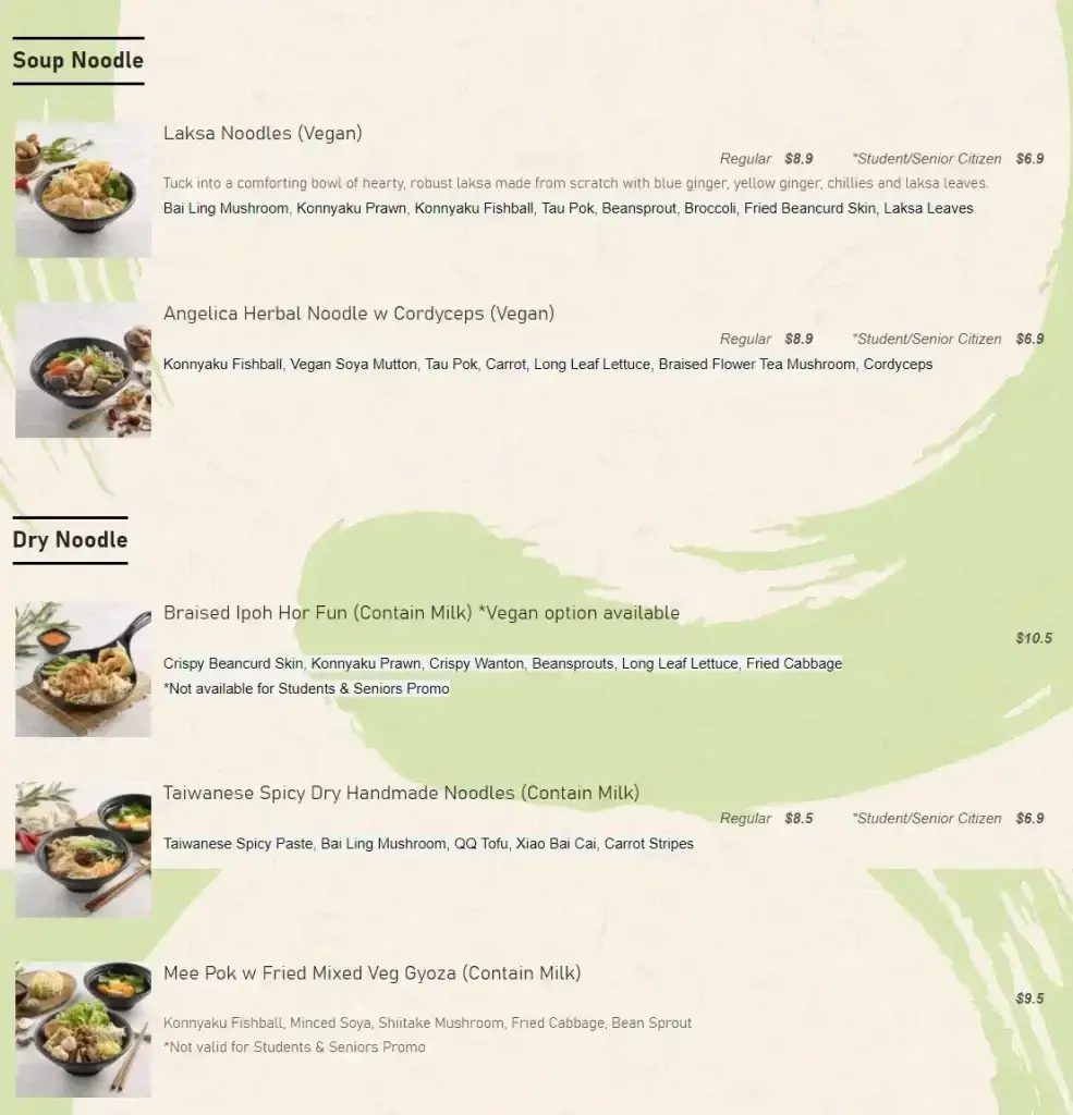 Greendot Soup Noodles Menu Prices