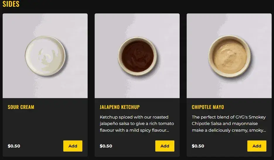 Guzman Y Gomez Menu – Side Dishes prices