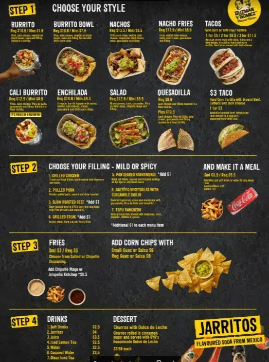 Guzman Y Gomez Mini Main Dishes prices