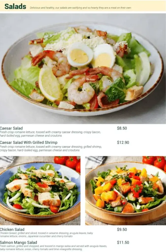 Hot Tomato Singapore Salad Menu