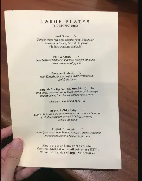 Lad & Dad Menu