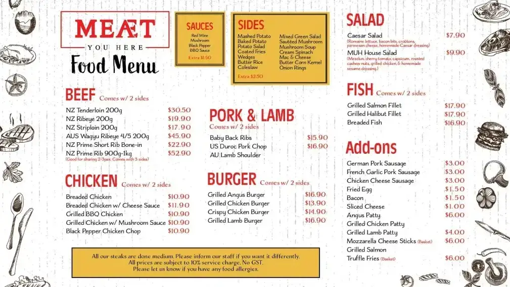 Meat You Here Menu