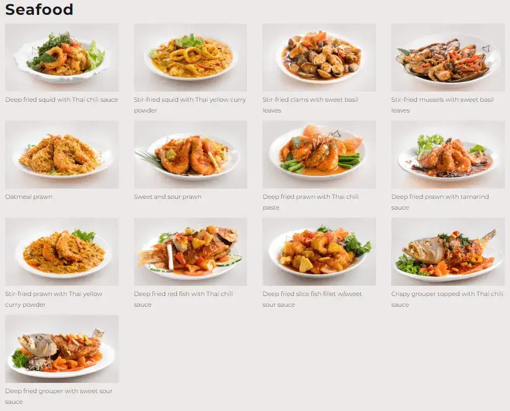 Nakhon Kitchen Seafood Menu prices