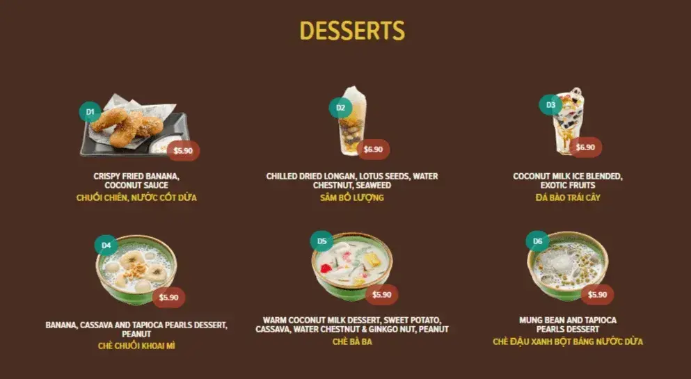 NamNam Desserts Prices