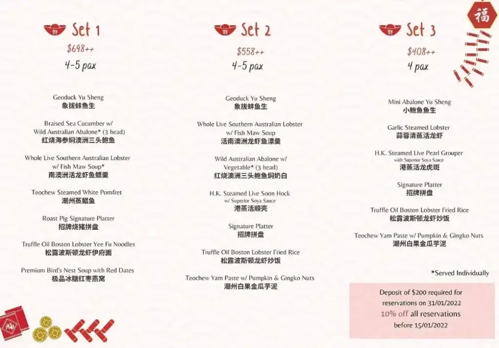 Orchard Live Seafood CNY 2023 Menu prices