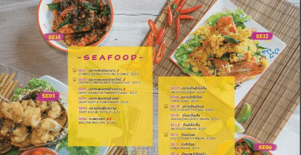 Thai’D Me Up Menu Seafood prices