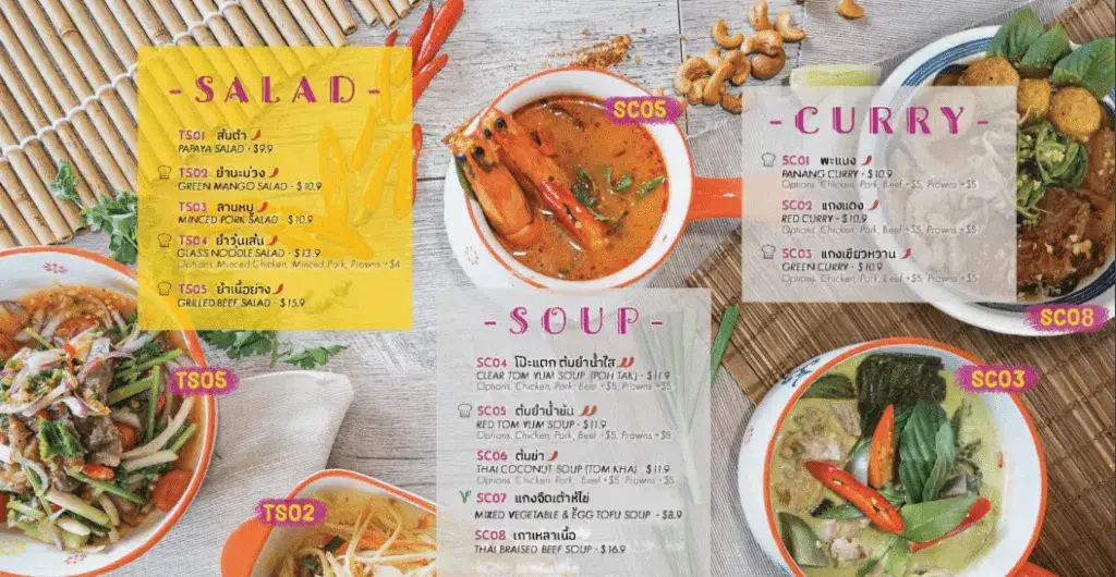 Thai’D Me Up Menu Soup and Curry prices