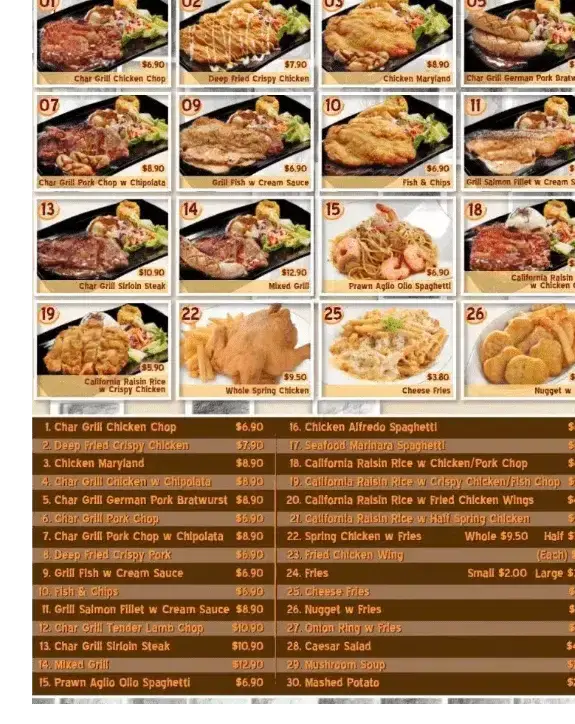 Top Corner Western Food Singapore Side And Snack’s Menu Prices