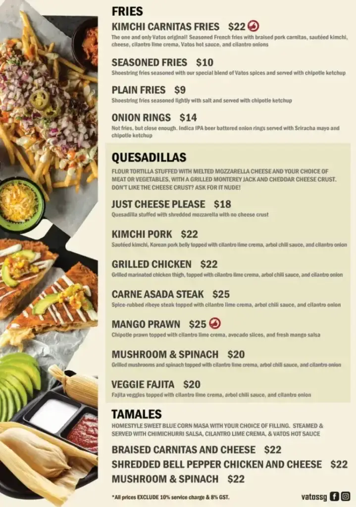 Vatos Urban Tacos Singapore Menu – Signature Burrito Bowls prices