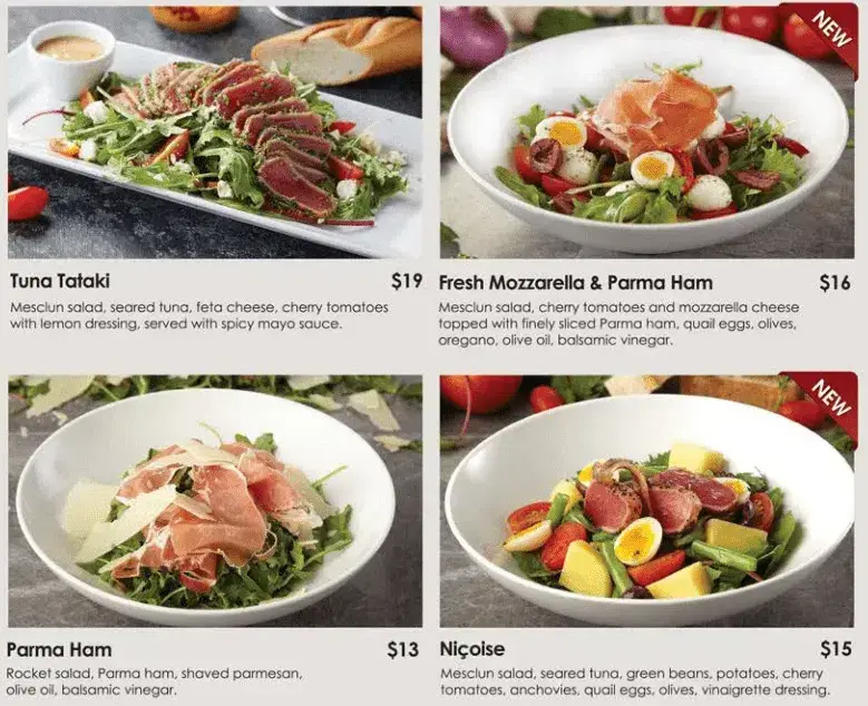 Wine Connection Salads Menu